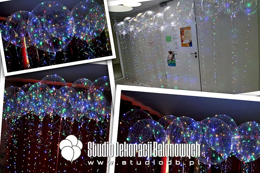 Transparentne balony z kolorowymi światłami LED